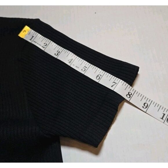 Active Basic Lace Up Ribbed Top Short Sleeve Med Large USA Black Womens Short - Picture 6 of 6